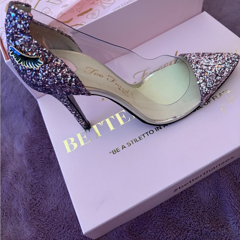Too Faced Sparkling Heels - Pink and Black - size 9